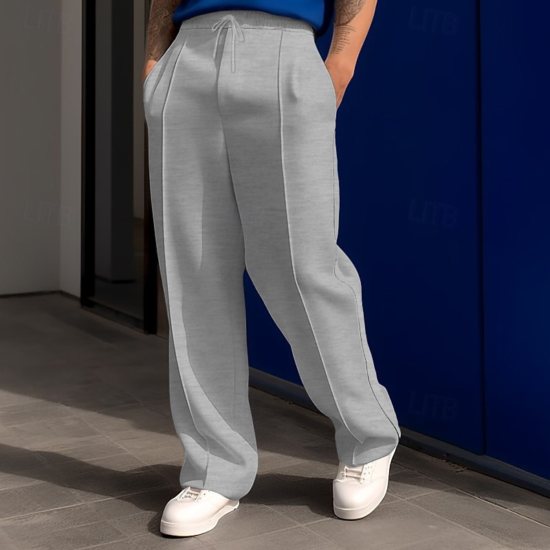 Men's Sweatpants Trousers Straight Leg Sweatpants Drawstring Pocket Elastic Waist Plain Comfort Sports Outdoor Daily Fashion Casual Blue Black Micro-elastic 2026 - $20.99 –P1