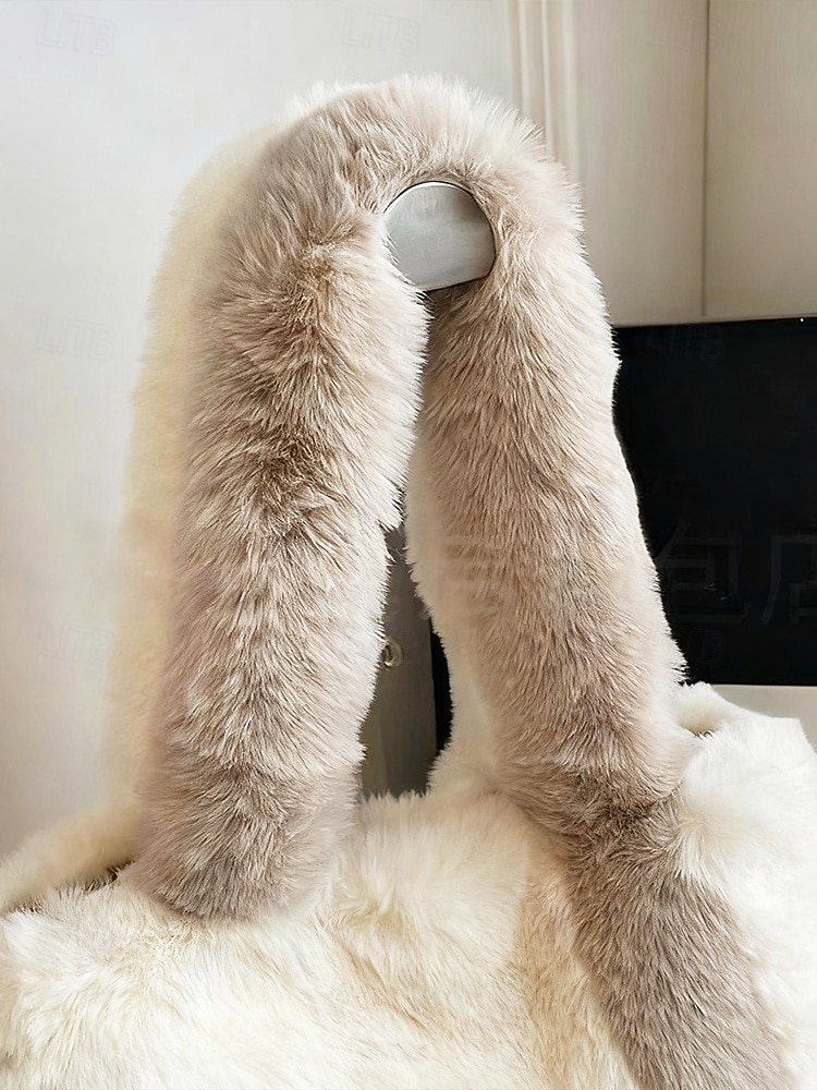 damska pluszowa torba typu tote z motywem kociej buzi, dostępna w wielu kolorach, z miękkiego futerka, o uroczym i zabawnym designie, idealna na niezobowiązujące wyjścia i jako prezent 2026 - $18.99 –P8