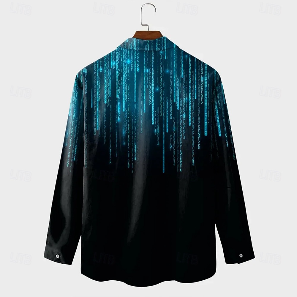 Hombre Geométrico Degradado de color Arte abstracto Camisa Abotonar la camisa Manga Larga Moda informal Exterior Uso Diario Primavera Otoño Cuello Vuelto Impresión 3D camisas con cuello Negro / Verde 2026 - $27.99 –P2