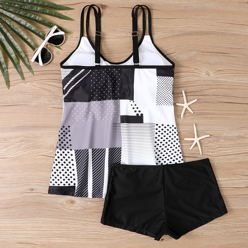 Dam Badkläder 2 st Shorts Baddräkt Öppen rygg Semester Standkläder Blommig U-hals Ärmlös Baddräkter 2026 - $28.99 –P7