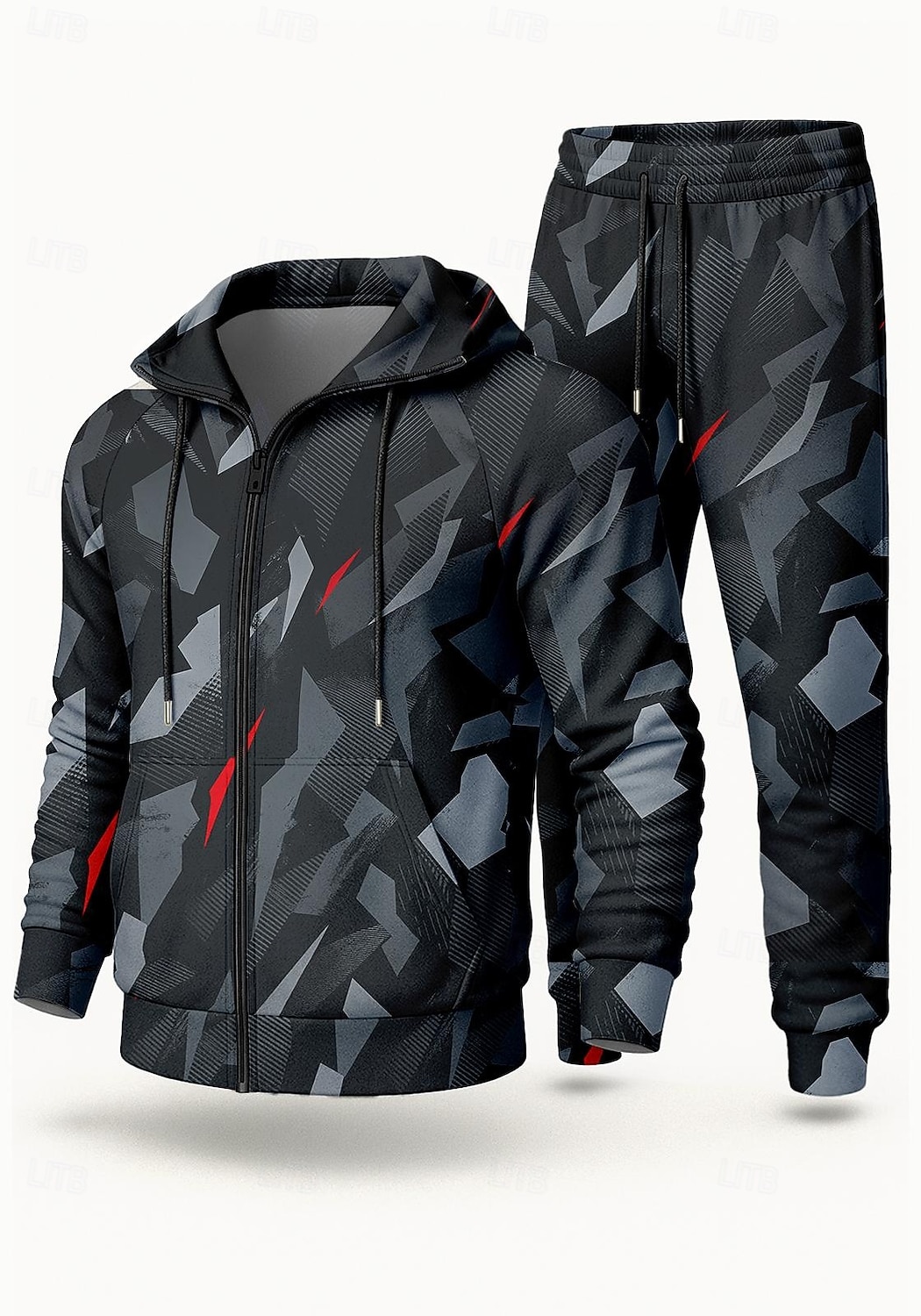 Муж. Толстовка Спортивный костюм Комплект спортивной одежды Кулиска Застегнуться Геометрия Наборы одежды Осень Зима Тёмно-синий Темно-серый Назначение На открытом воздухе Путешествия Легкость Мода 2026 - $47.99 –P1