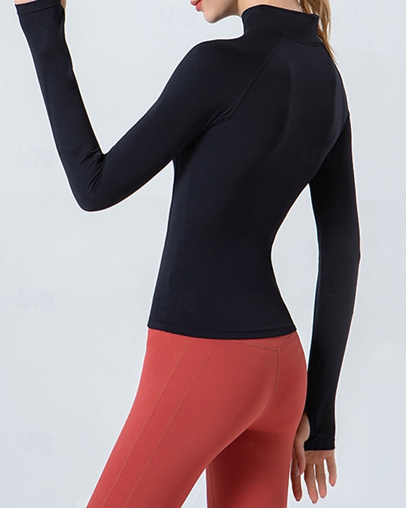 Women's Solid Colored Tennis Shirt Sport Top Stylish Quarter Zip Elastic Sweat-Wicking Breathable Golf Pickleball Yoga Stand Collar Top Winter Dark Pink Black Yellow Tennis Clothing 2026 - $25.99 –P8