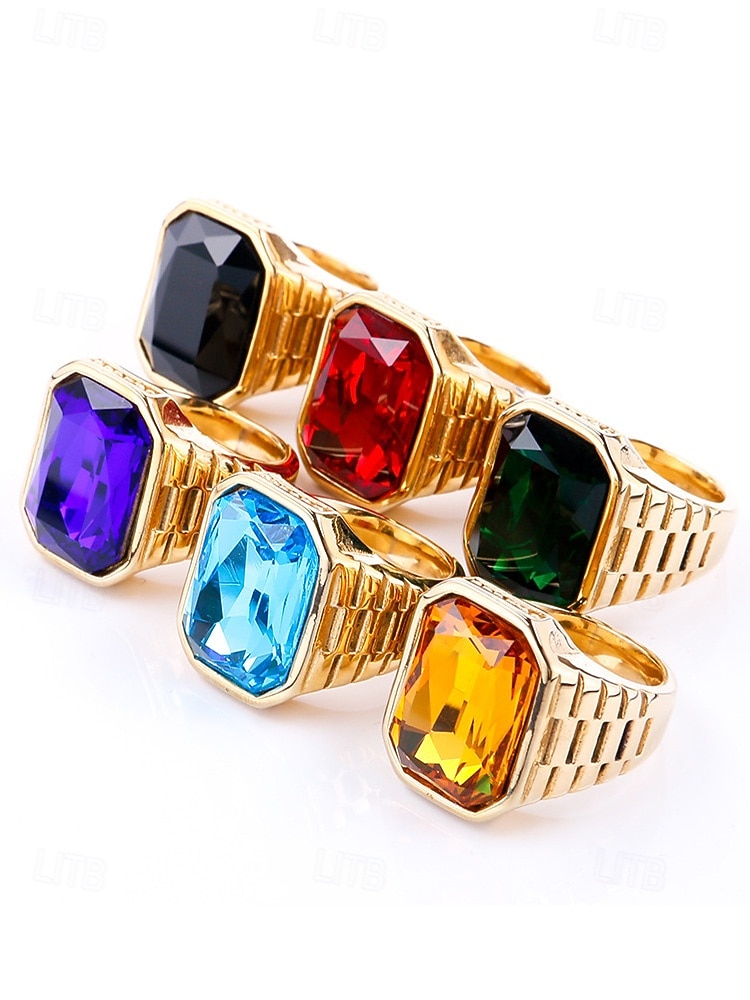 Anillo de titanio para hombre con gema grande de color – disponible en varios colores, diseño elegante para ocasiones informales y formales 2026 - $11.99 –P9