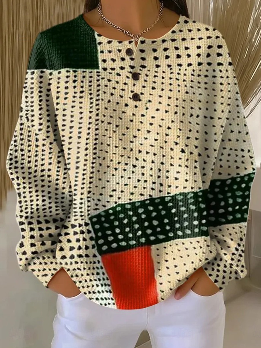 Damskie Bluza z kapturem Geometryczny Moda Moda miejska Długi rękaw Półgolf Zwykłe topy Codzienny Na co dzień Jasnoróżowy Żółty Pomarańczowy Zielony Khaki Wiosna Jesień Zima 2026 - $28.99 –P2