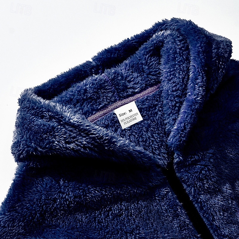 Men's Winter Coat Teddy Coat Casual Jacket Outdoor Casual Thermal Warm Pocket Full Zip Fall Winter Plaid Streetwear Sports & Outdoors Hooded Regular Dark Gray Black Navy Blue Khaki Jacket 2026 - $33.99 –P6