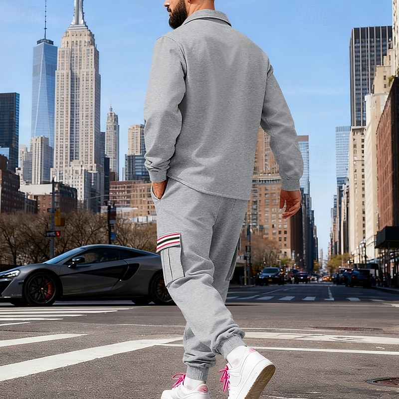 Ανδρικά Πουλόβερ Φόρμα Σετ ρούχων Jachetă Πέτο ΕΞΩΤΕΡΙΚΟΥ ΧΩΡΟΥ Καθημερινά Αθλητικά Κορδόνι Κουμπί επάνω Τσέπη Ταινία Μαύρο Ρουμπίνι Καφέ Πολυεστέρας Ρούχα Γυμναστικής Μοντέρνα Κομψό στυλ street 2026 - $55.99 –P14