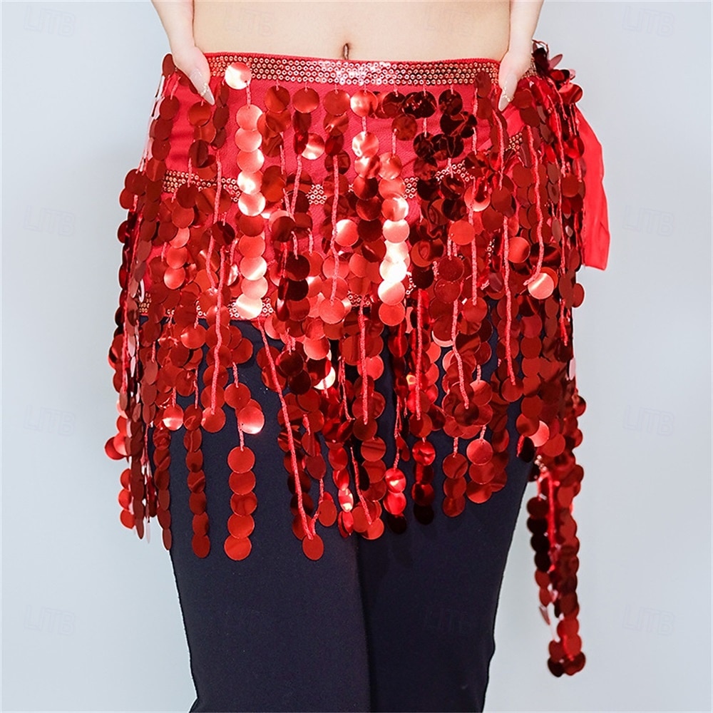 Samba Dancewear Eșarfă talie pentru dansul din buric - Fustă scurtă cu franjuri și paiete costum sexy de club de noapte pentru dansuri indiene - Costum de performanță 2026 - $30.99 –P5