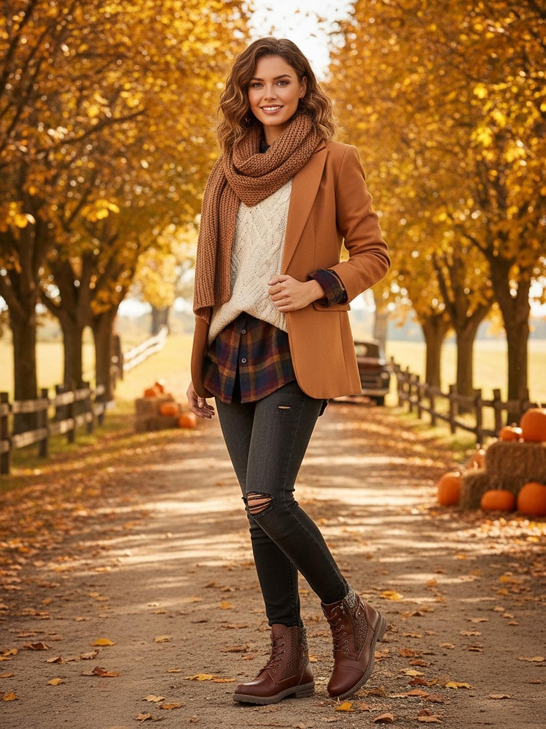 Botines marrones de mujer con cordones y detalles de punto – botas elegantes y duraderas para paseos al aire libre, trabajo y salidas informales. 2026 - $46.99 –P7