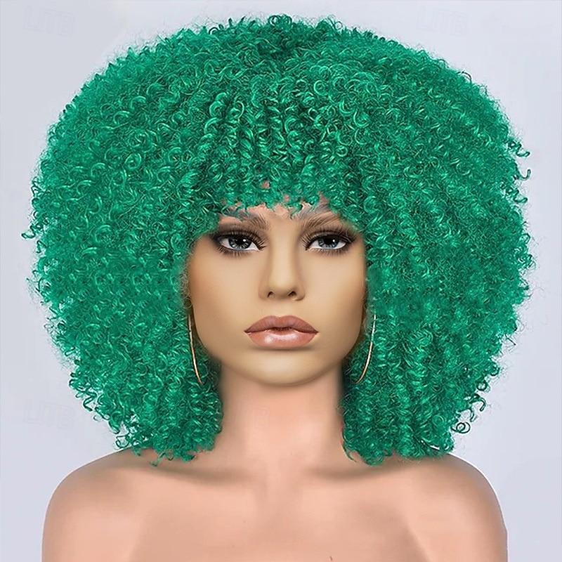 Carnival Wig 2026 Blonde Pink Red Afro Afro Curly Short Synthetic Festival Wig Mardi Gras Parade Cosplay Costume Hair for Women 2026 - $23.99 –P5