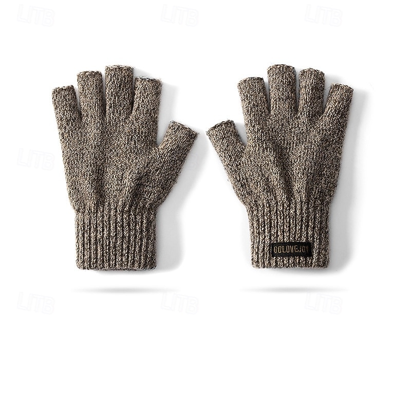 Herren 1 Paar Halbfinger Winterhandschuhe Gestrickte Handschuhe Fingerlose Handschuhe Sport Mode Sport & Outdoor Handschuhe Thermowarm Einfarbig Herbst Schwarz Braun Grau 2026 - $9.99 –P3