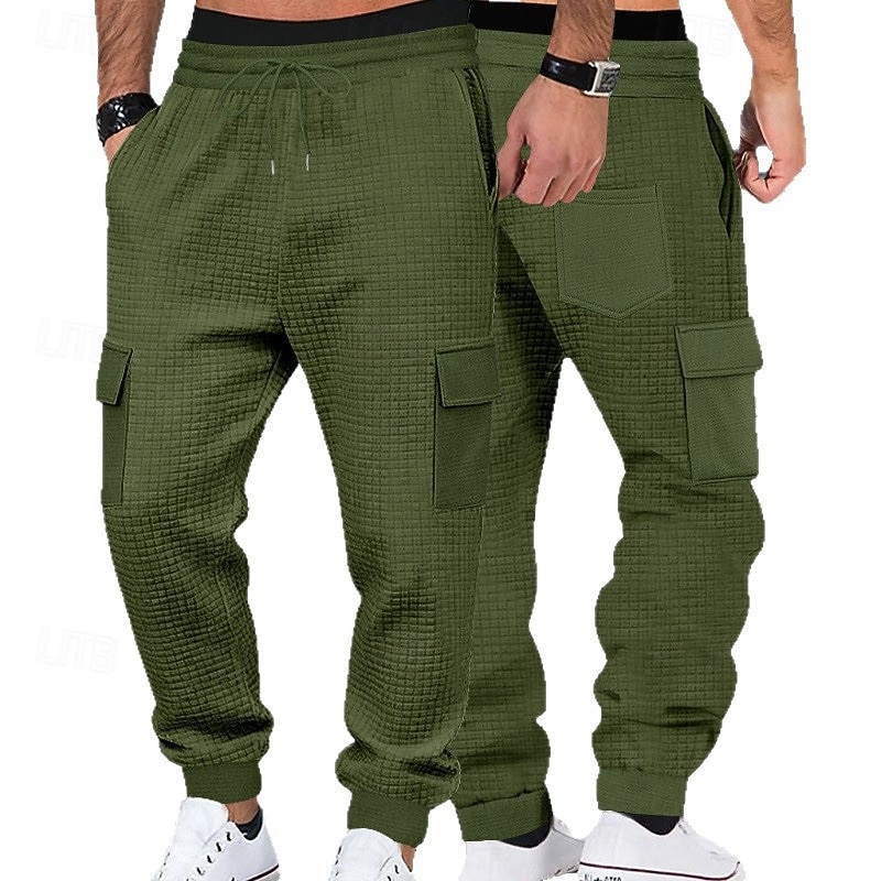 Bărbați Pantaloni de sport cargo Pantaloni Sport Joggeri Pantaloni Pantaloni Waffle Cordon Buzunar Talie elastică Simplu Confort Απαλό Zilnic În aer liber Concediu Vacanță Modă Negru Verde Militar 2026 - $25.99 –P1
