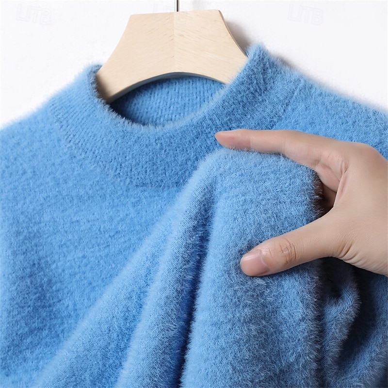 Miesten Neulepusero Neulottu villapaita Joustin Neuloa Tavalliset topit Kudottu Tavallinen Tiukka pyöreä kaula-aukko Muoti Perus Loma Arki-asut Vaatetus Syksy Talvi Laivaston sininen Sininen M L XL 2026 - $36.99 –P1