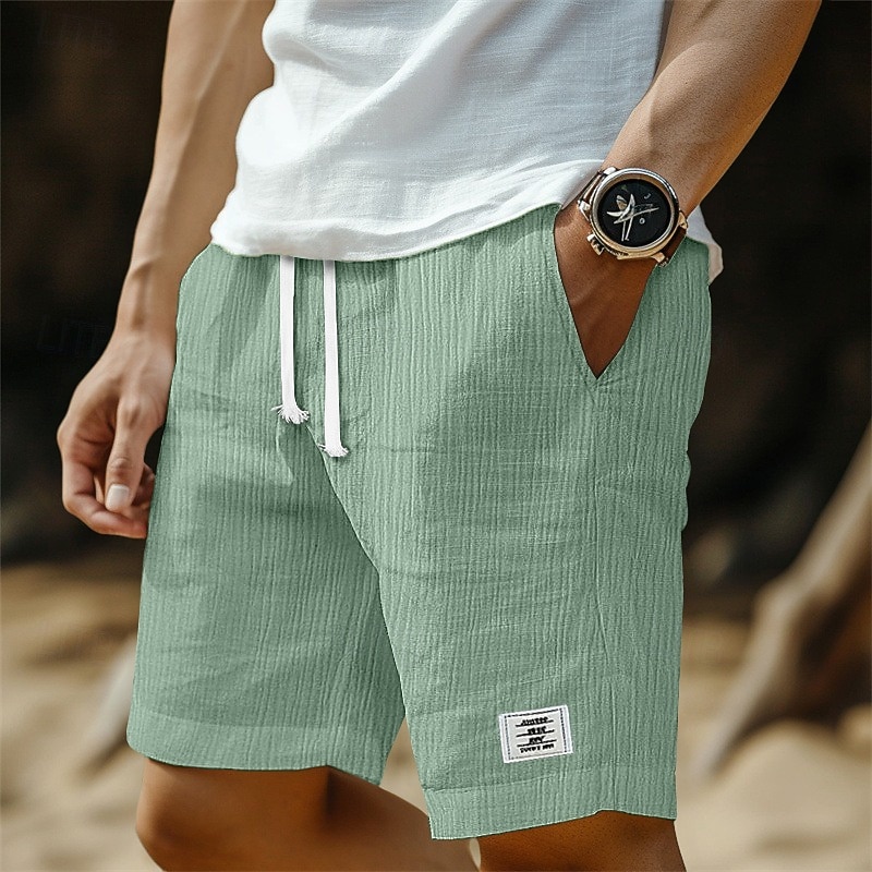 Voor heren Korte broek Linnen korte broek Zomer korte broeken Strandshorts Seersucker-short Trekkoord Elastische taille Effen Comfort Ademend Knielengte Casual Dagelijks Buiten Vakantie Modieus Wit 2026 - $20.99 –P6