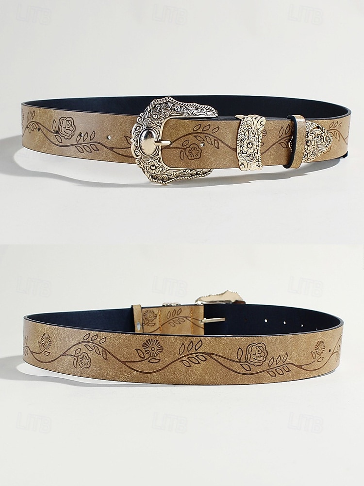 Γυναικεία ζώνη από τεχνητό δέρμα σε μποέμ στιλ – περίπλοκο φλοράλ σχέδιο με μεταλλική αγκράφα, ιδανική για casual και καθημερινή χρήση. 2026 - $14.99 –P6
