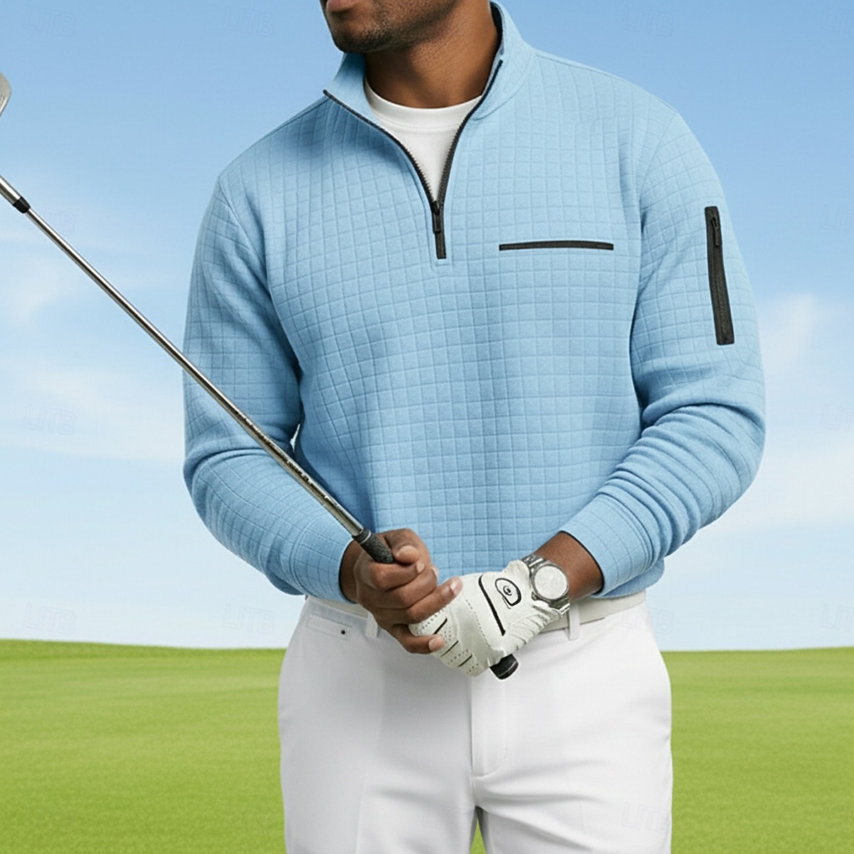 2026年 男性用 ワッフルポロシャツ Pullover カジュアル スポーツ クォータージップ 長袖 ファッション 快適 ジッパーを閉める ポケット 秋冬 春 & 秋 季節の変わり目 レギュラー ホワイト オレンジ ライトグレー ダックグレー ベージュ ワッフルポロシャツ  コレクション – $20.99 –P2