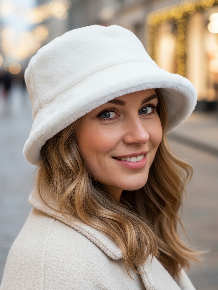 Cappello da pescatore natalizio da donna in pelliccia sintetica, morbido e accogliente, disponibile in più colori: regalo perfetto per le feste del 2026 a $11.99 –P2