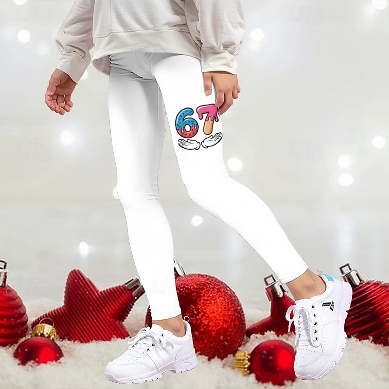 Flickor 3D Grafisk 67 Byxor Damasker Vår Höst söt stil Streetwear Grundläggande Barn 4-12 år Utomhus Semester Ledigt Normal 2026 - $13.99 –P4