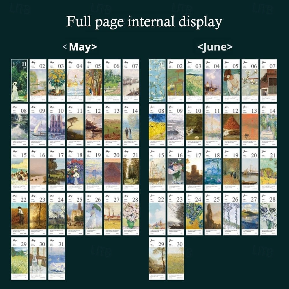 Agenda de bureau vintage 2026 - Calendrier de 365 jours avec reliure à anneaux dorés &Citations inspirantes - une page de peinture à l'huile par jour - idéal pour la maison et le bureau &organisation de 2026 ? $20.99 –P8