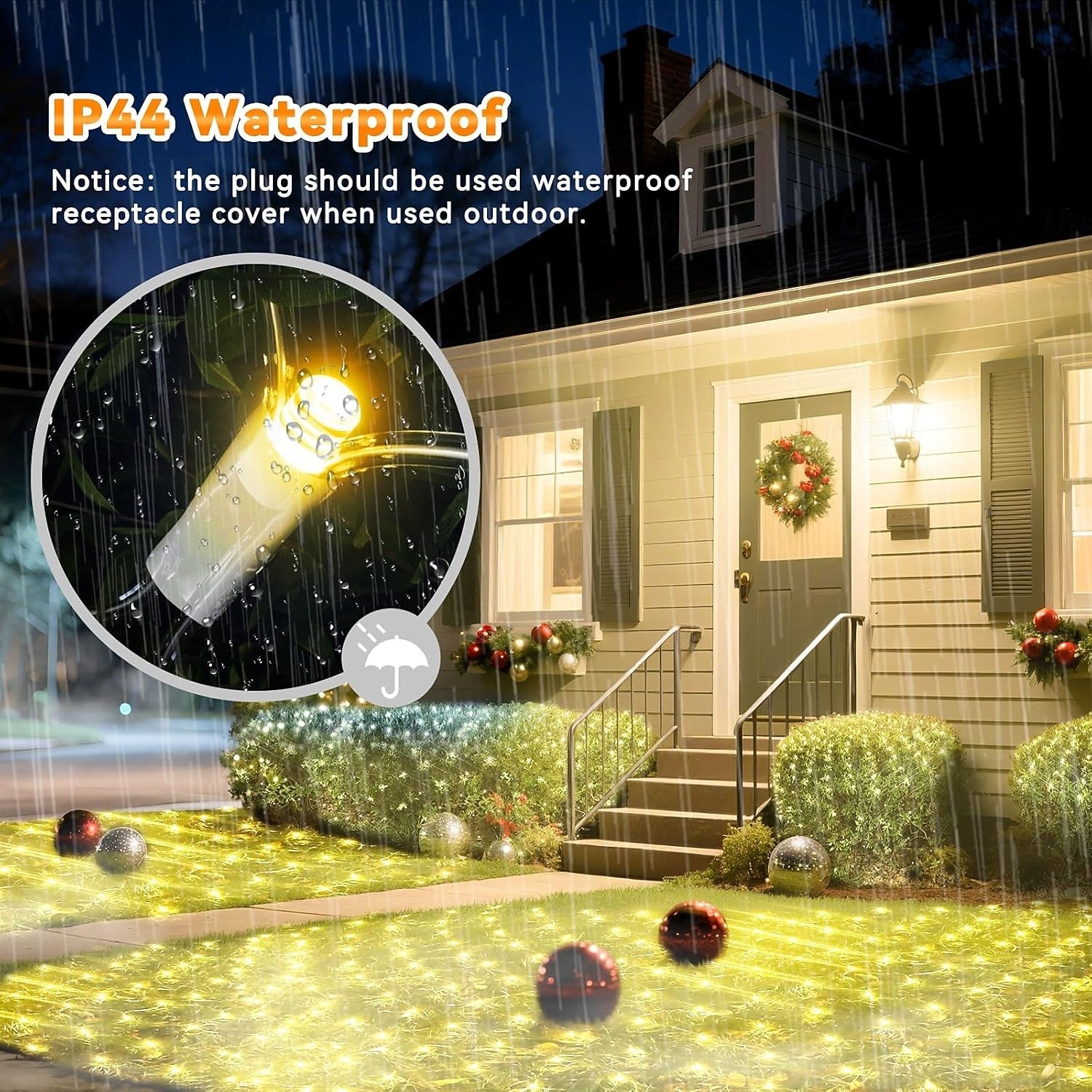 Christmas Net Lights Connectable Waterproof String Light 8 Function Timer Remote Control Wedding Festival Party Atmosphere Decorative Lights Low Voltage Safe Plug in 2025 - $20.99 –P6