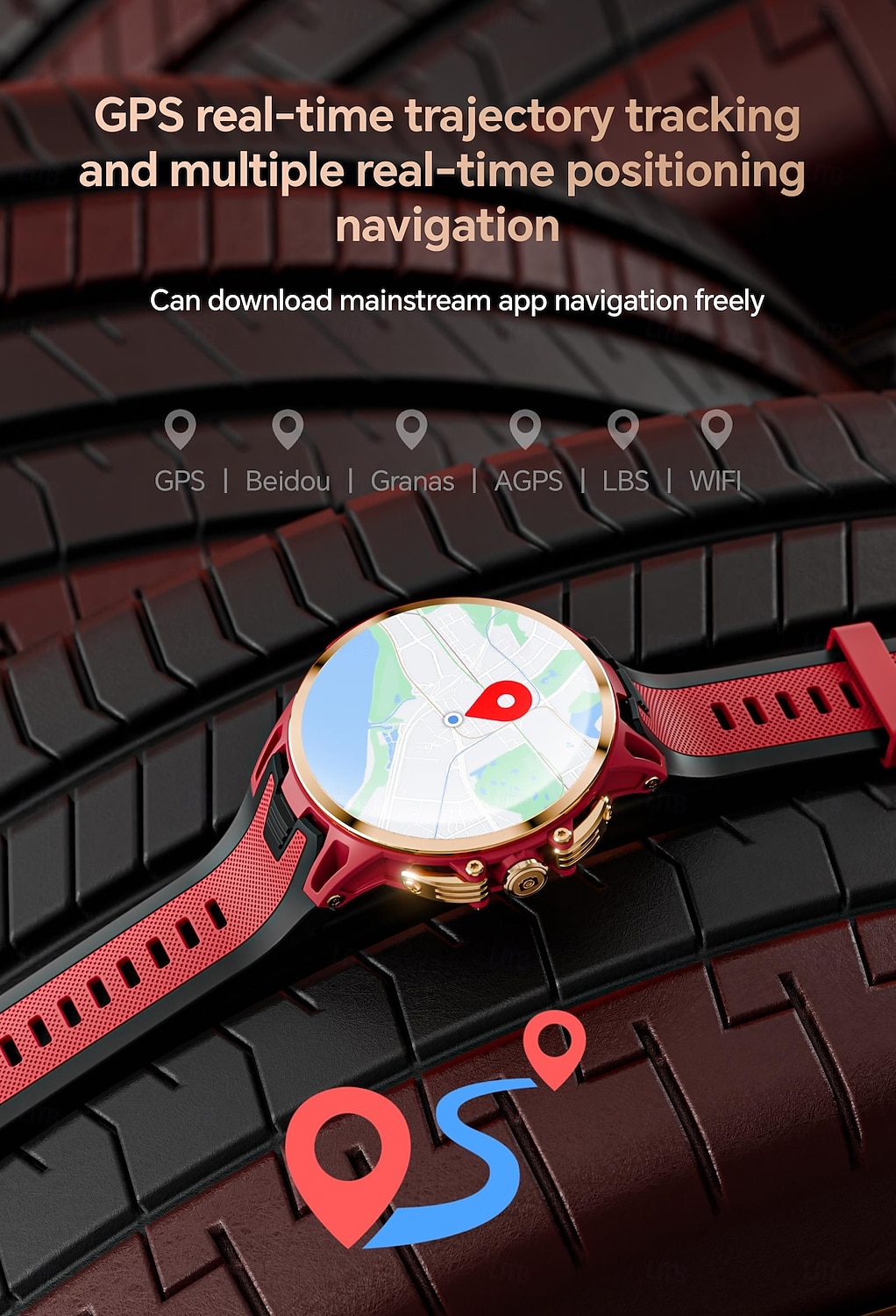 Relógio inteligente Lokmat Appllp 4 Pro de 1,75 polegadas com 4G LTE, pedômetro, lembrete de chamadas, monitor de sono, compatível com Android e iOS, unissex, GPS, IPX-1, caixa de 50 mm. de 2026 por $213.09 –P6