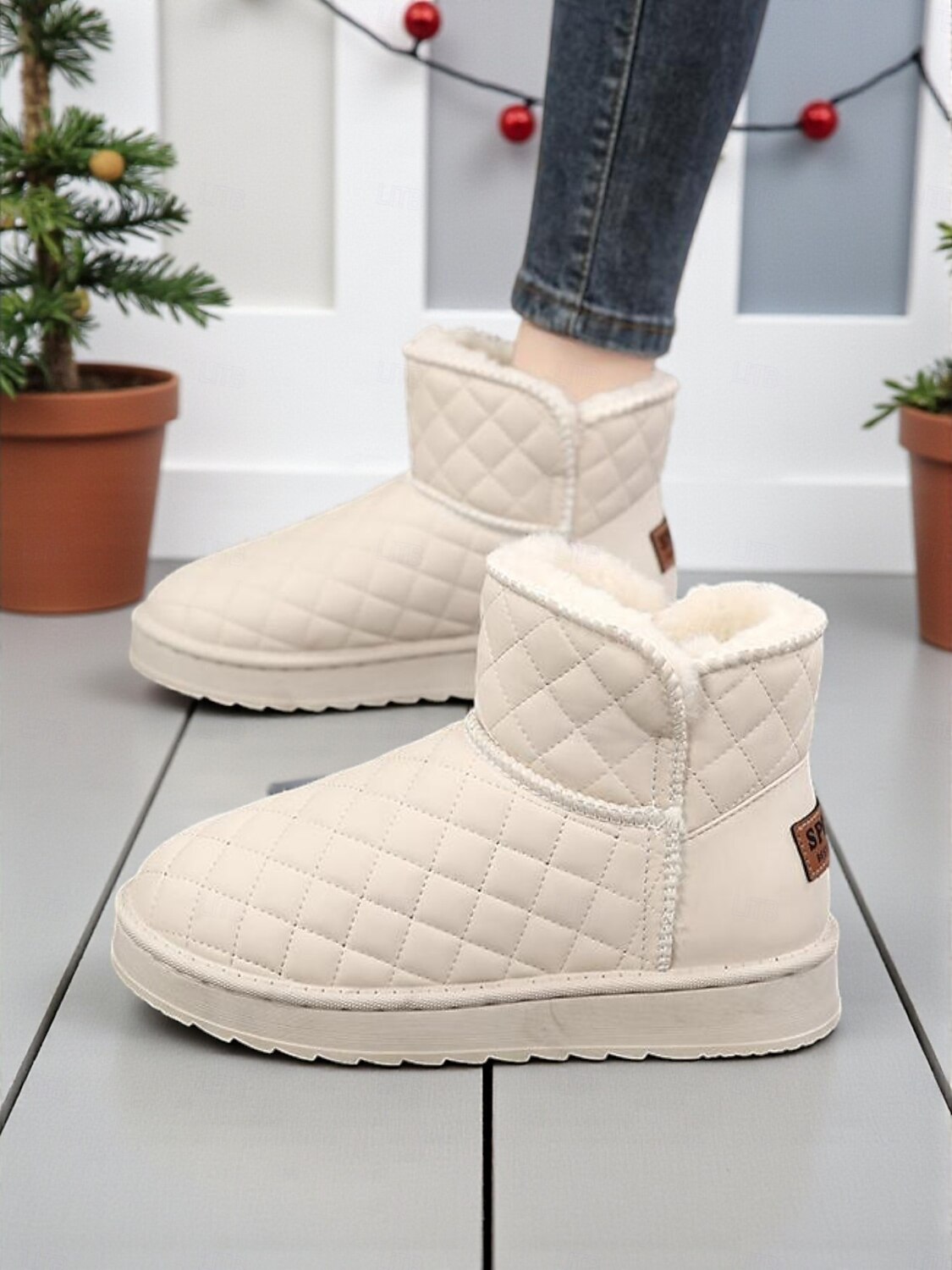 Naisten tikatut vedenpitävät talvikengät turkisvuorilla, lämpimät ja liukumattomat, ihanteelliset lumisille keleille ja ulkoiluun 2026 - $42.99 –P1