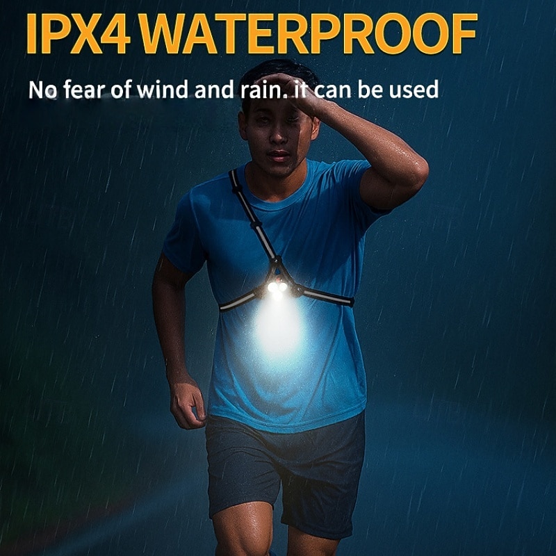 2026年 胸部夜間ランニング ライト、ウェアラブル サイクリング ライト、LED マルチライト、屋外スポーツ用赤色ライト警告灯、USB 充電式ランニング ライト。  コレクション – $38.03 –P10