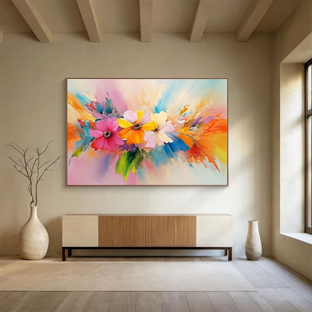 Pintura artesanal de flores coloridas em estilo abstrato com respingos de tinta a óleo, arte de parede em tela, pôster decorativo para casa, cozinha, escritório e outros ambientes. Presentes. de 2026 por $67.99 –P3