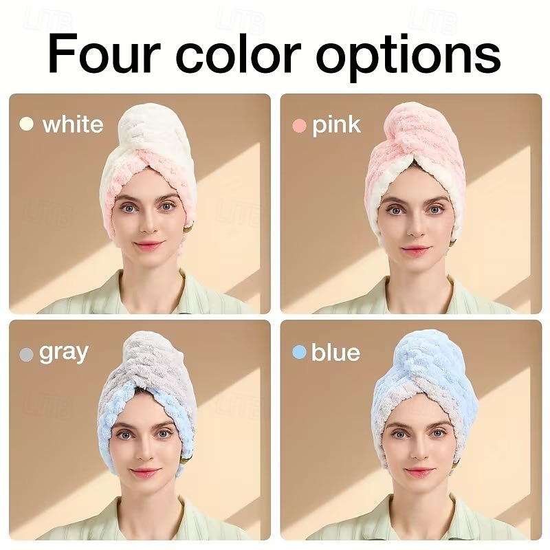 cuffia per capelli da donna con design a coda larga, autunno e inverno, extra large e spessa, asciugamano per capelli super assorbente ad asciugatura rapida, asciugamano per capelli in pile di del 2026 a $15.99 –P5