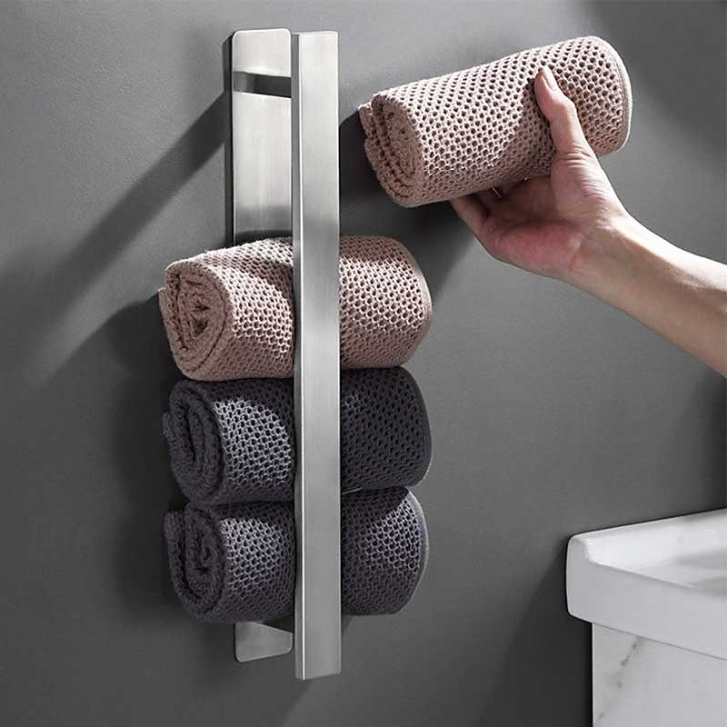 törölközőtartó, erősen öntapadó fekete törölközőtartó rozsdamentes acél falra szerelhető 2025 - $44.99 –P2
