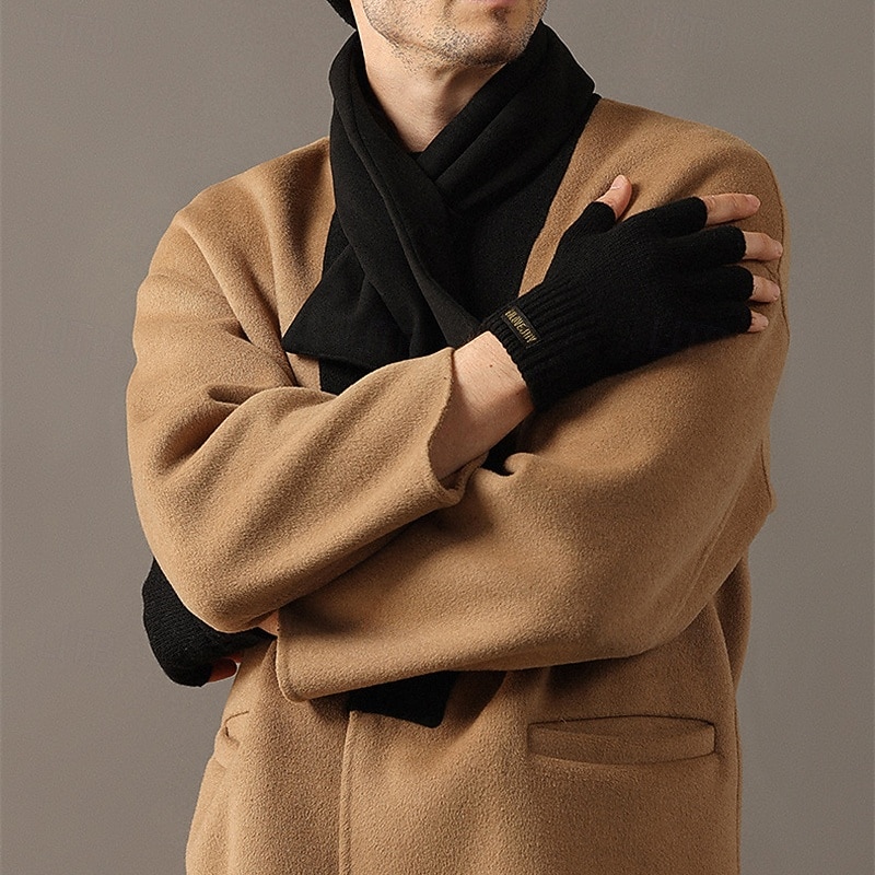 Herren 1 Paar Halbfinger Winterhandschuhe Gestrickte Handschuhe Fingerlose Handschuhe Sport Mode Sport & Outdoor Handschuhe Thermowarm Einfarbig Herbst Schwarz Braun Grau 2026 - $9.99 –P5