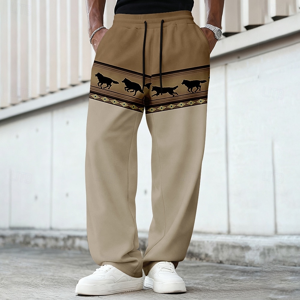 Herr Geometrisk Varg Indisk kultur Joggingbyxor Långbyxor Casual byxor Medium Midja Vintage retro Utomhus Jakt Träningspass Elastisk dragsko i midjan Raka byxor med fickor Vår Höst 3D-tryck Gul 2026 - $24.99 –P1