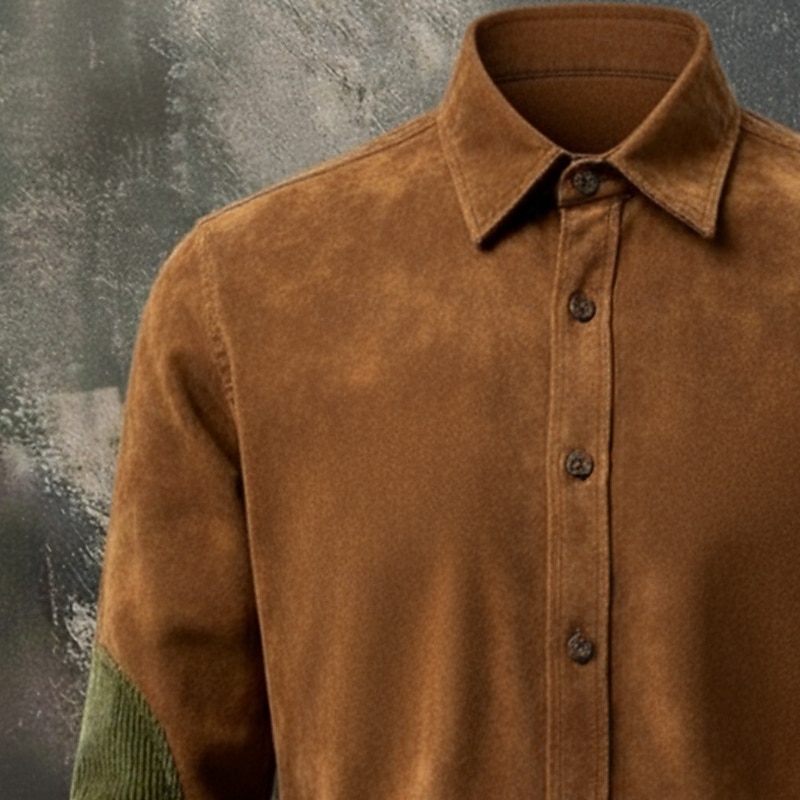 Per uomo Camicia Camicia casual Camicia vintage Camicia di Velluto a Coste Camicia con Bottoni Camicie scamosciate Nero Marrone Kaki Manica Lunga Blocco di colori Bavero Casuale Quotidiano Patchwork del 2026 a $14.99 –P3