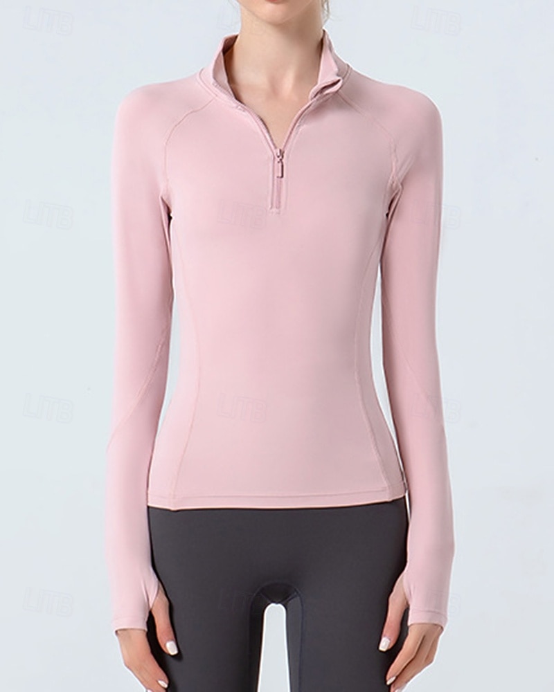 Women's Solid Colored Tennis Shirt Sport Top Stylish Quarter Zip Elastic Sweat-Wicking Breathable Golf Pickleball Yoga Stand Collar Top Winter Dark Pink Black Yellow Tennis Clothing 2026 - $25.99 –P7