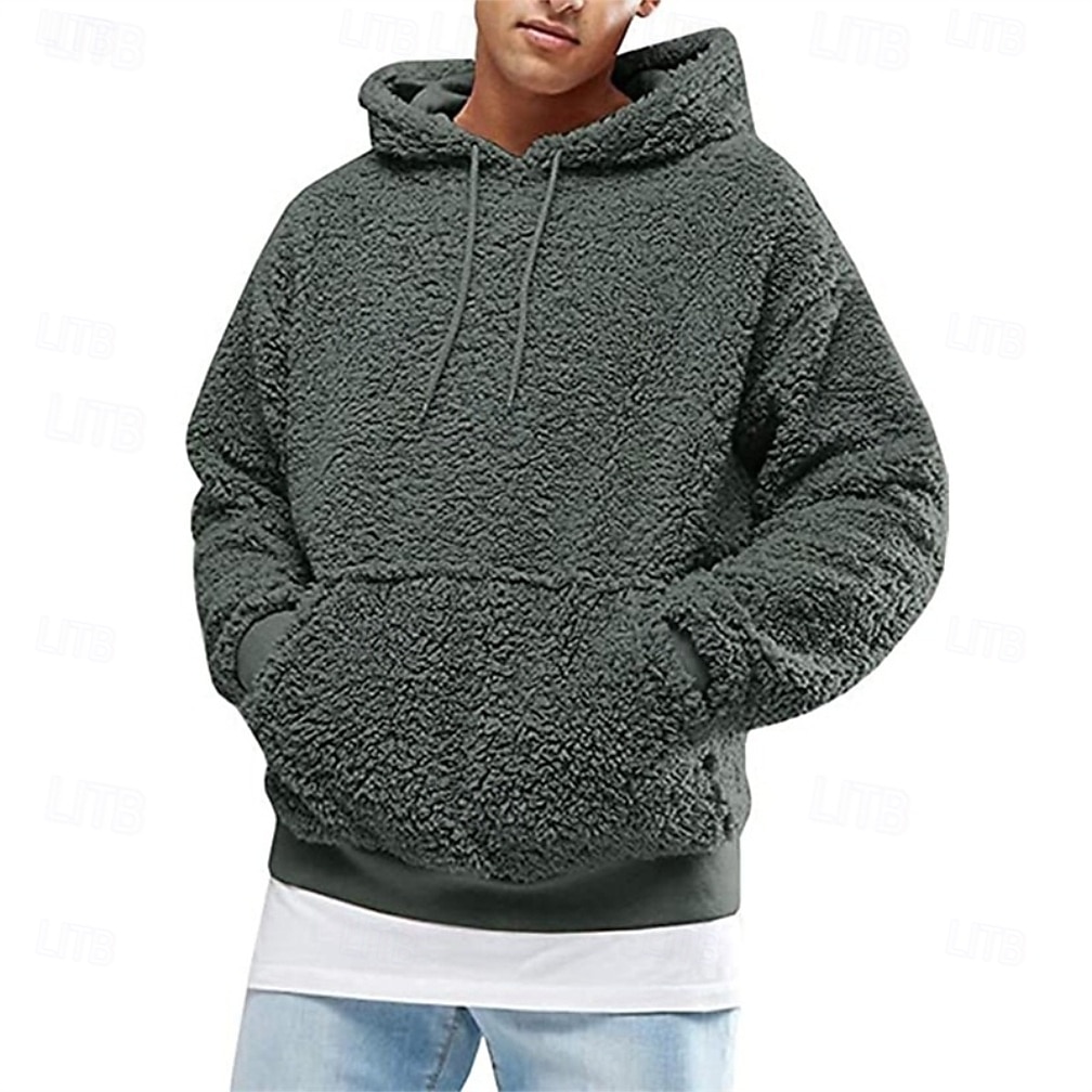 Homens Moletom Moletom de lã Moletom com capuz forrado de lã Preto Rosa Verde Café Cinzento Com Capuz Tecido Patchwork Bloco de cor bolso canguru Desportos e Ar livre Casual Diário Roupa de rua Legal de 2026 por $24.99 –P5