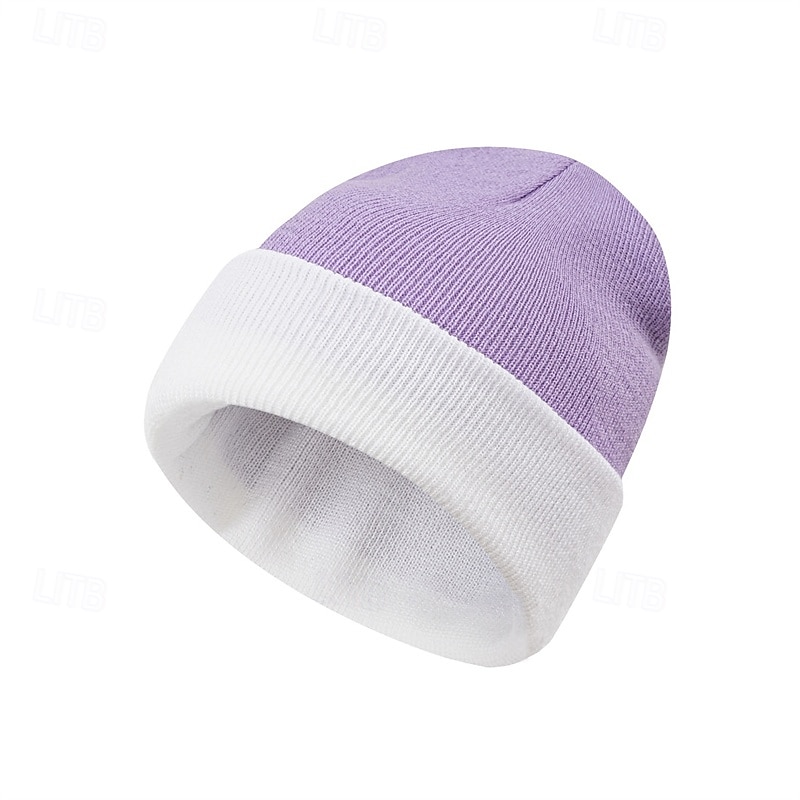 Herre Unisex Beanie lue Vinterhatter Luer Vinterlue Vinter luehatt Svart Hvit Akryl Fiber Strikket Koselig Dagligdagstøy Ensfarget / vanlig farge Varm 2026 - $6.99 –P9