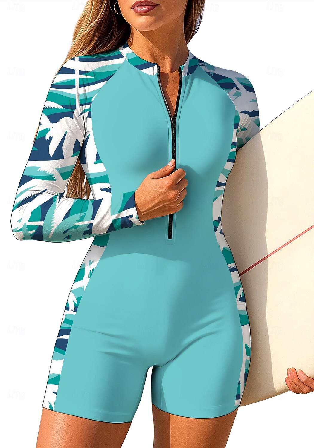 Γυναικεία Προστατευτικά Ολόσωμη φόρμα για σέρφινγκ Μαγιό Γεωμετρικό Τροπικό Αποκλεισμός χρωμάτων Κουμπώσου με ενσωματωμένο σουτιέν Αφαιρούμενη επένδυση Προστασία από τον ήλιο UV UPF50 2026 - $35.99 –P1