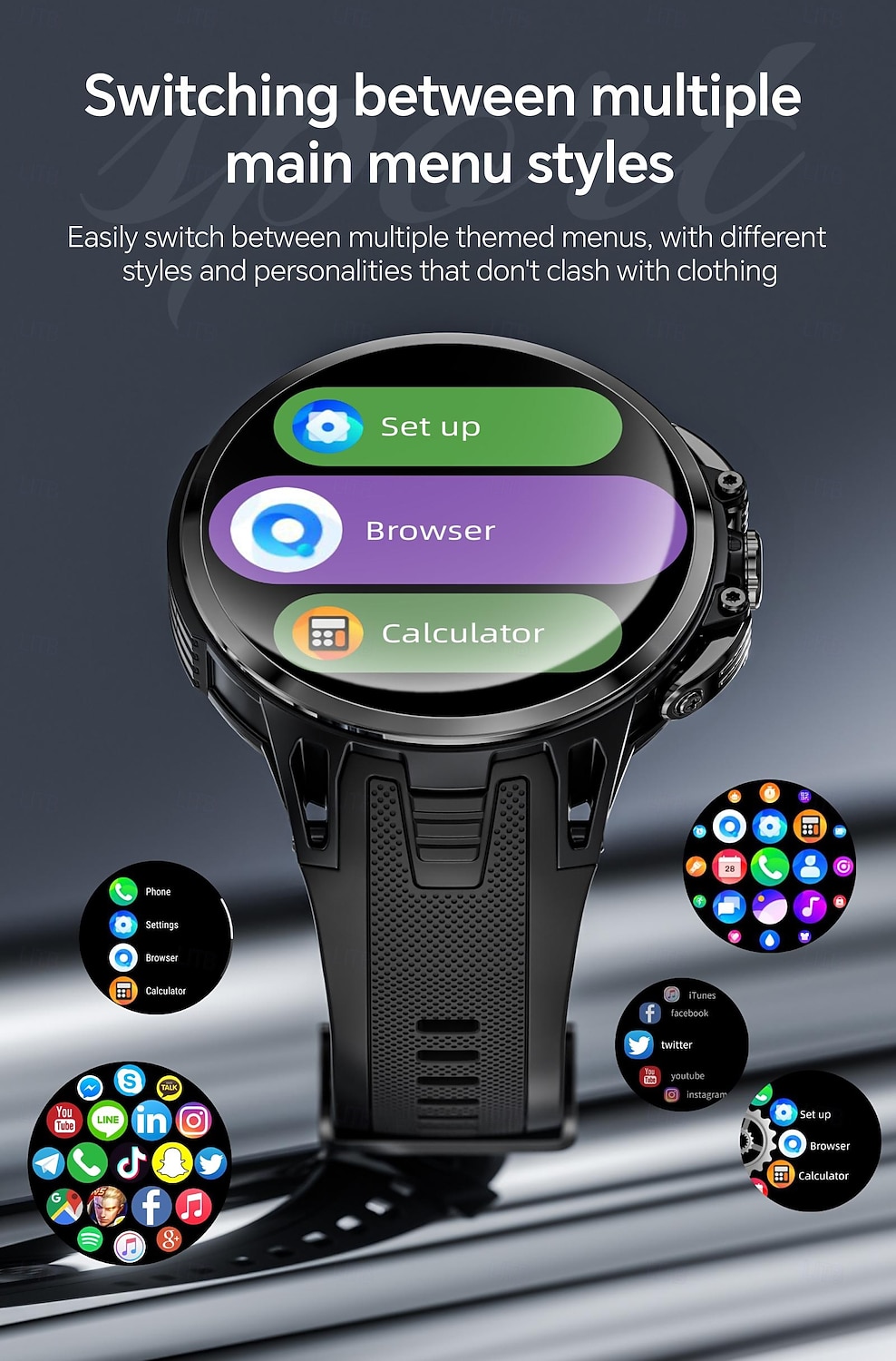 Relógio inteligente Lokmat Appllp 4 Pro de 1,75 polegadas com 4G LTE, pedômetro, lembrete de chamadas, monitor de sono, compatível com Android e iOS, unissex, GPS, IPX-1, caixa de 50 mm. de 2026 por $213.09 –P5