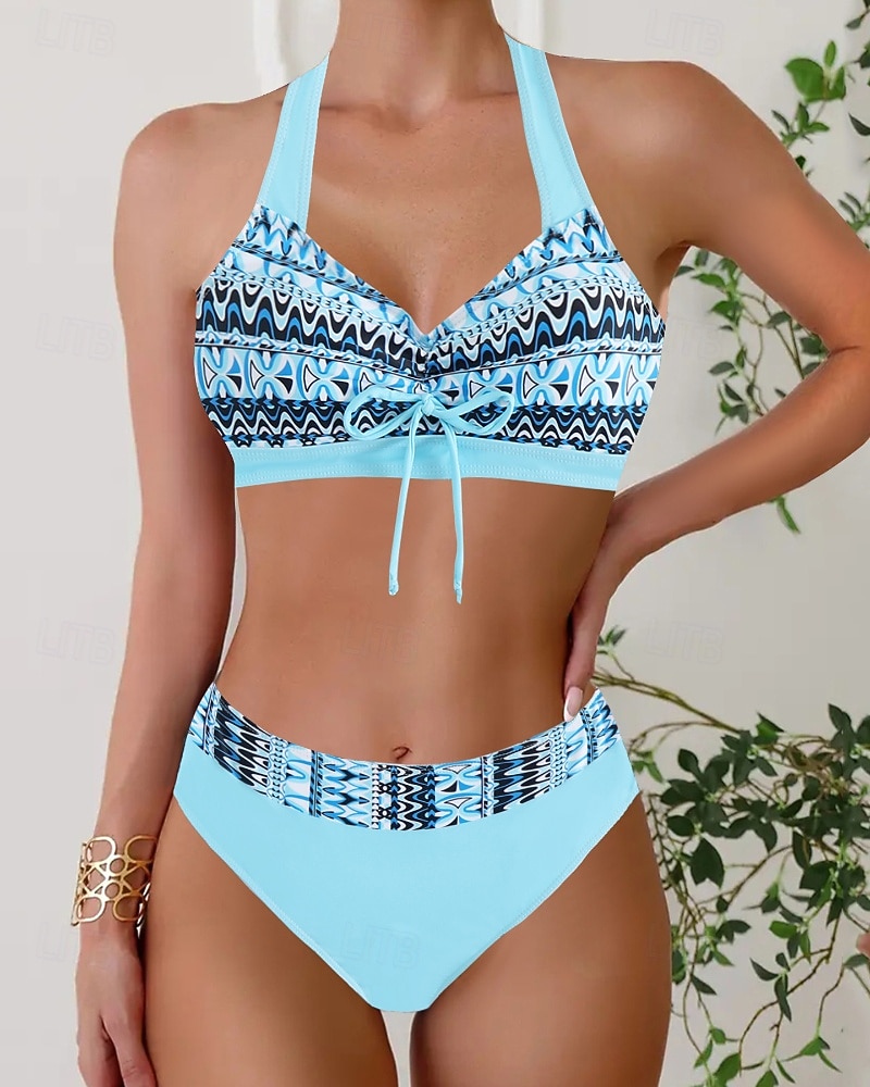 Per donna Costumi da bagno Due pezzi Birichino Costume da bagno Senza schiena Vacanza Abbigliamento da Spiaggia Floreale All'americana Senza Maniche Costumi da bagno del 2026 a $22.99 –P13