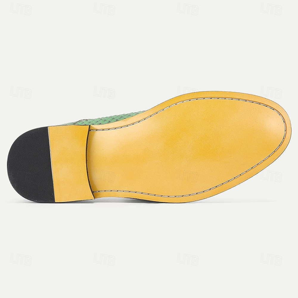 Men's Green and Tan Leather Dress Shoes – Unique and Trendy Design, Ideal for Special Occasions, Fashion-forward Events and Office Wear 2026 - €87.99 –P7