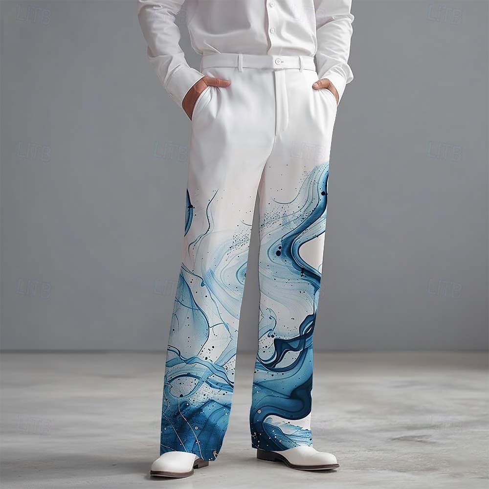 Homens Gradiente Estampa Geométrica Ondas Calças Social Calças de Terno Cintura Média Moda Casual Dia a Dia Feriado Streetwear Calça social com corte relaxado e frente lisa com bolsos laterais de 2026 por $31.99 –P2