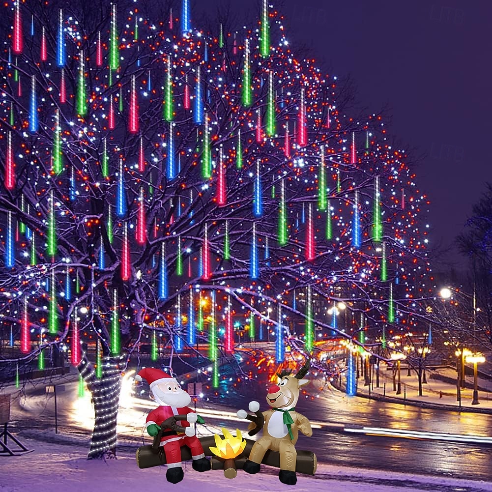 2-in-1 meteoriparven valosarja 30 cm * 16 putkea 384 led-helmeä sisä- ja ulkotiloihin sisäpihalle, puutarhaan, parvekkeelle, kuistille, räystäille, hääjuhla-tunnelmaan, koriste-valosarja matalajännitteiseen turvalliseen pistorasiaan 2026 - $30.99 –P4