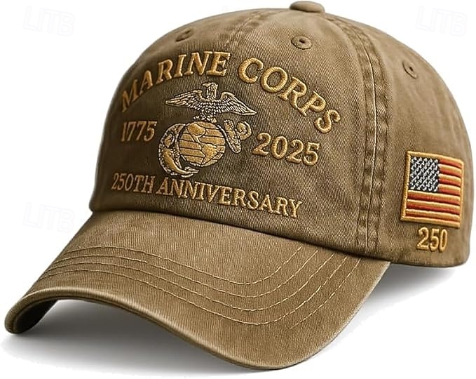 Til ære for 250-årsjubileet for USMC, retro vasket caps, USAs 250-årsjubileumshatt, marinekorps-baseballcaps, patriotisk gave til menn 2025 - $19.99 –P5