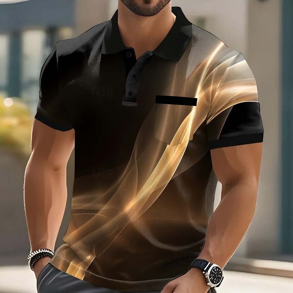 Per uomo Geometrico Polo Manica Corta Magliette polo Camicie con Colletto Business Casual All'aperto Athleisure Abbigliamento quotidiano Stampa 3D Bottoni Estate Blu Rosso Marrone del 2026 a $22.99 –P2