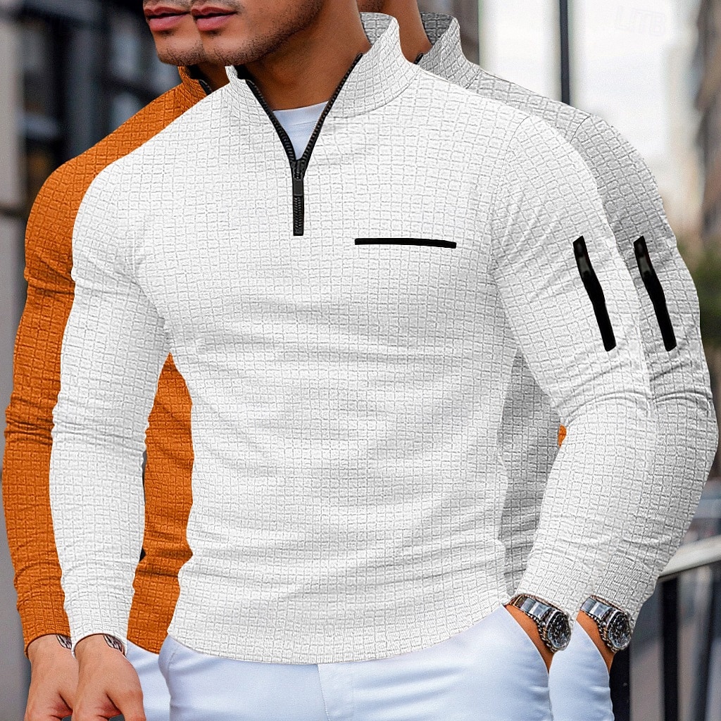 Ανδρικά Βάφλα Πόλο Μπλουζάκια Pullover Αθλήματα & Ύπαιθρος Causal Ζιβάγκο Τρίμηνο φερμουάρ Μακρυμάνικο Μοντέρνα Άνετο Συνδυασμός Χρωμάτων Με Υφή 3 τεμάχια 2026 - $53.99 –P7