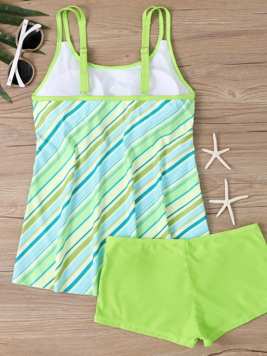 بدلة سباحة نسائية تانكيني قطعتين شورتات تحكم في البطن عالية الخصر نحيف بدون ظهر ملابس شاطئ إجازة مزينة بأنماط بيزلي برقبة على شكل حرف U بدون أكمام 2026 - $33.99 –P10