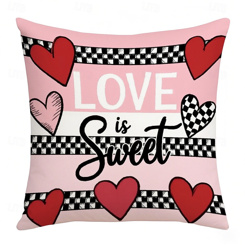 Pink Heart Letter Pillowcase Set Double Sided Print Valentine Day Decorative Cushion Covers for Living Room Sofa Throw Pillows Romantic Home Decor 2026 - $5.99 –P7