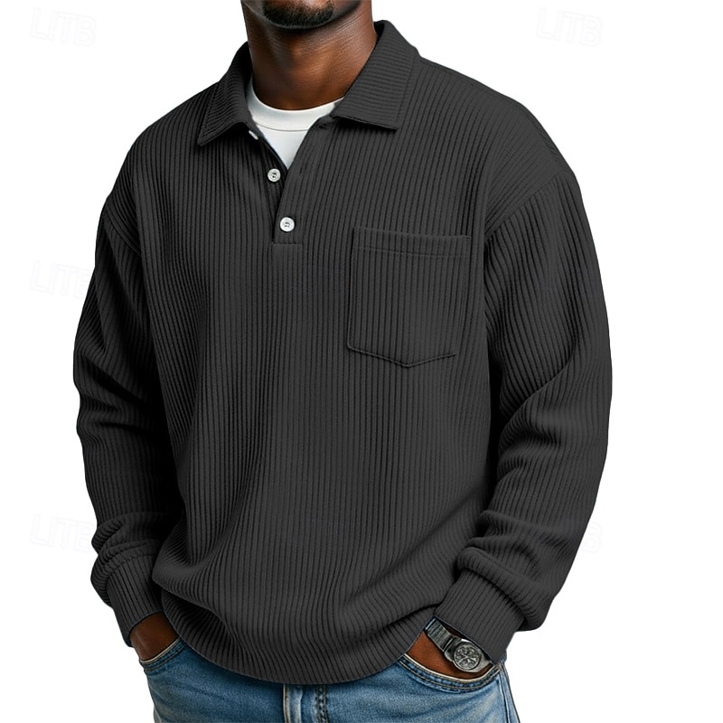 Hombre Camisa de Pana Con Texturas Casual Deportes Diseño Manga Larga Moda Básico Bloque de color Bolsillo Botones Otoño Primavera & Otoño Otoño invierno Ajuste regular Negro Gris Azul Claro Azul 2026 - $25.99 –P6