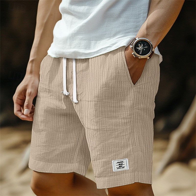 Voor heren Korte broek Linnen korte broek Zomer korte broeken Strandshorts Seersucker-short Trekkoord Elastische taille Effen Comfort Ademend Knielengte Casual Dagelijks Buiten Vakantie Modieus Wit 2026 - $20.99 –P4