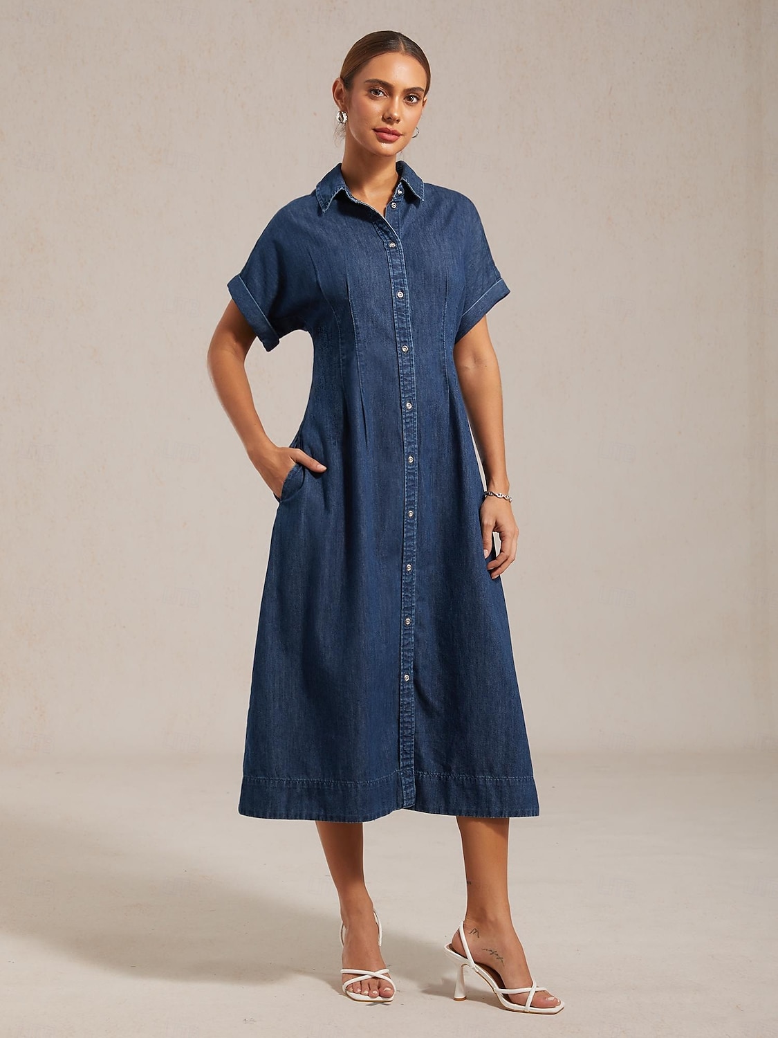 farmer testhezálló, elülső nyílással díszített ingruha lezser vakációs ruha 2025 - $108.99 –P1