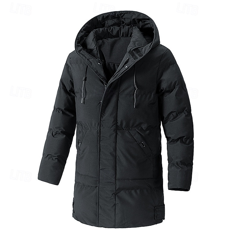 Hombre Abrigo de invierno Chaqueta acolchada Bolsillo Poliéster Vacaciones Ropa Cotidiana Cita Largo Moda Casual Cómodo Mantiene abrigado Otoño Invierno Color sólido/liso Negro Verde Trébol Gris 2026 - $50.99 –P3